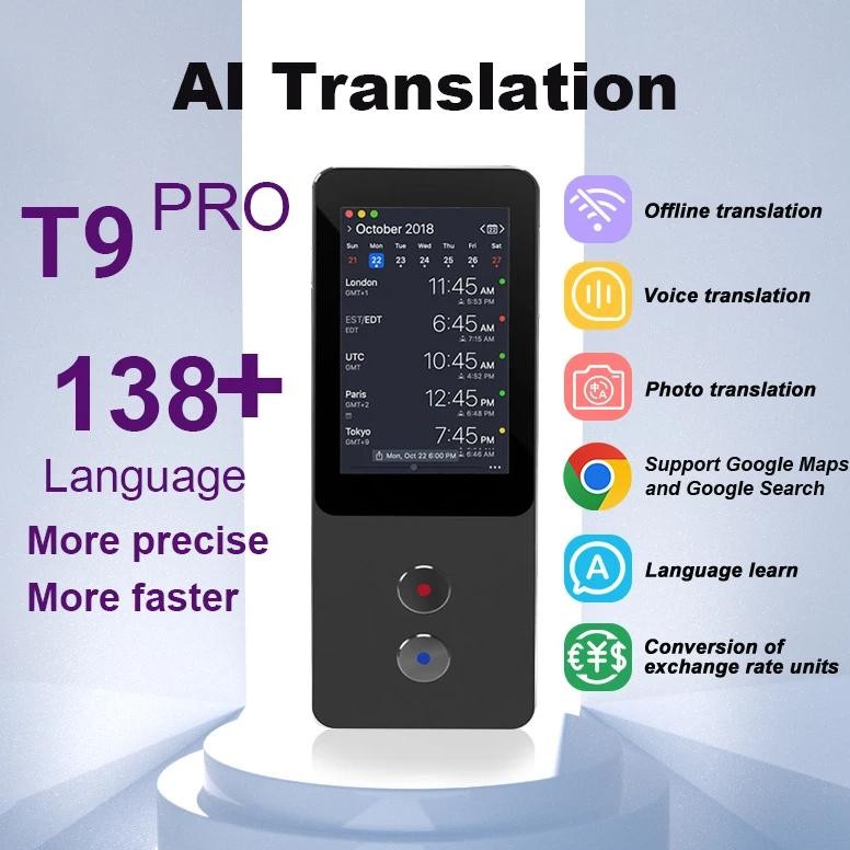 

T9 pro 5MP Smart Translator 138 Languages Voice Photo Translation WIFI/Offline works ChatGPT Function Business Abroad