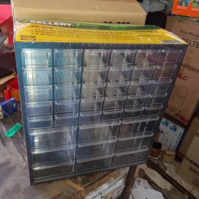 TERBARU - Sellery Rak Penyimpanan Komponen Baut 39 Slot Bahan Mika
