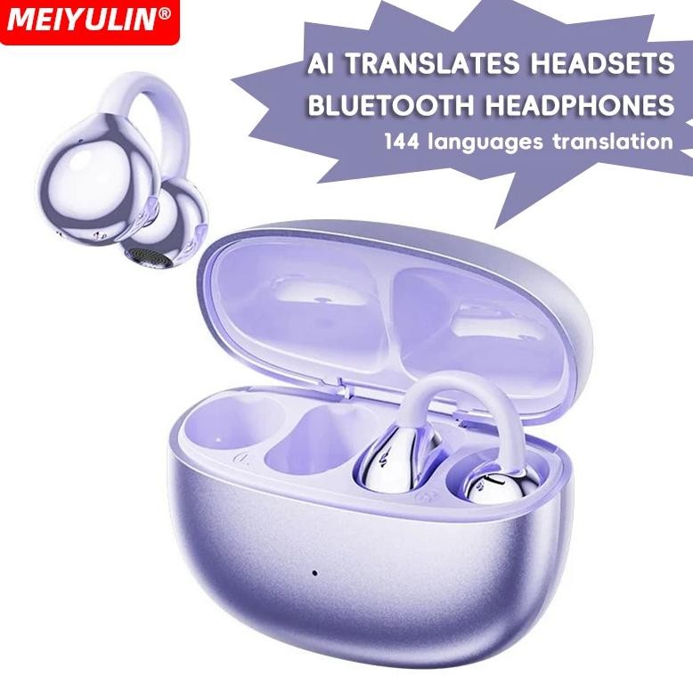 

AI Language Translation Earbuds Bluetooth 5.4 144 Languages Real-time Two-Way Clip-On Translation Earphones for Travel Business