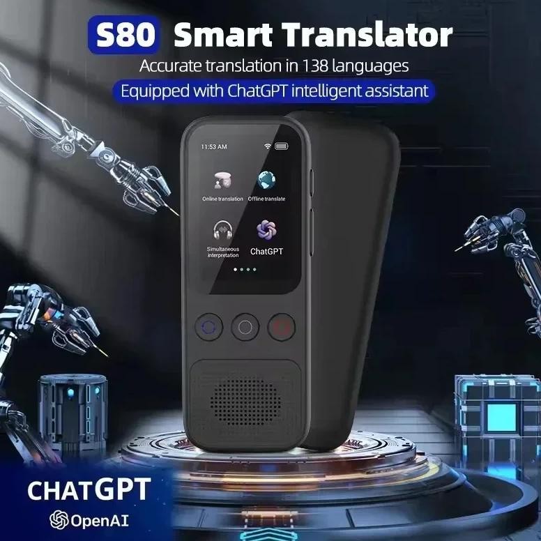 

138 Language S80 Audio Translator Smart Translate 18 Offline Real Time Smart Voice Translator AI Photo Translation for Travel