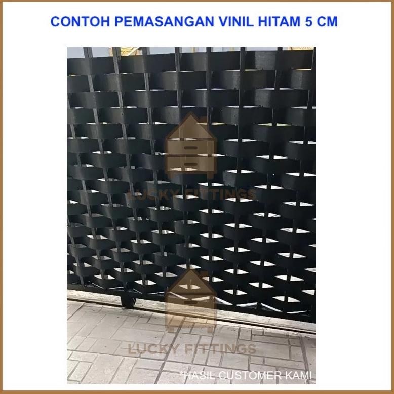 HJK 50 mm Edging HITAM / Vinil Vynil Dof Dop PVC Edging taco Plimir Roll Anyaman Pagar Anyam