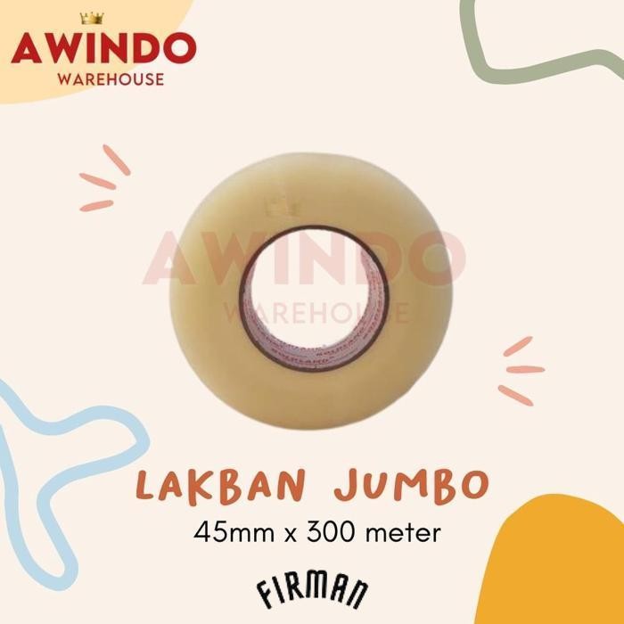 

Original Awindo Lakban Bening Jumbo - Lem Perekat Plakban 45Mm X 300 Meter 2 Inch