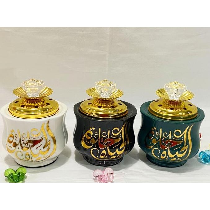 Tempat Bakar Dupa Mabkharah Keramik Arab Kaligrafi tabung [terbaik]