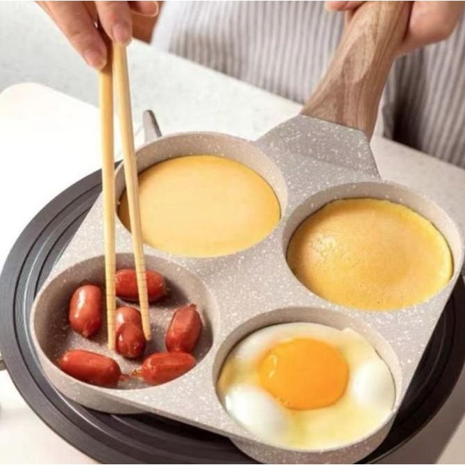 Fry Pan Marble Europa 3 Lubang 4 Lubang Alat Aluminium Frypan Masak