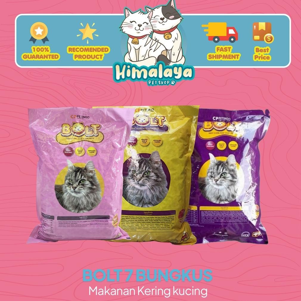Promo Makanan Kucing Kering Murah BOLT 7 bungkus  - Makanan Kucing Termurah