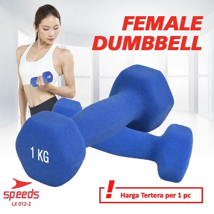 SPEEDS Dumbell Barbel Vinyl SPEEDS 1kg ISI 1PCS cewek gym  Neoprene Barbel Mini 012-2