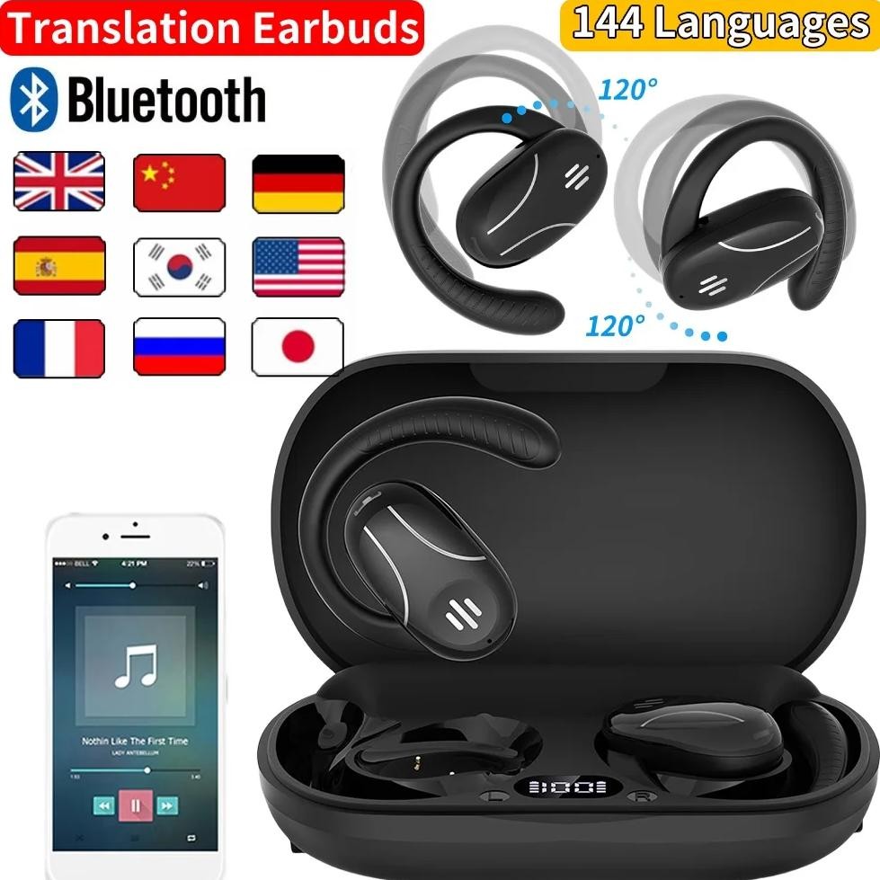 

2025 New AI Translation Earbuds OWS Non In Ear Bluetooth 5.4 ENC Earphones with 144 Kinds Languages Simultaneous Interpretation
