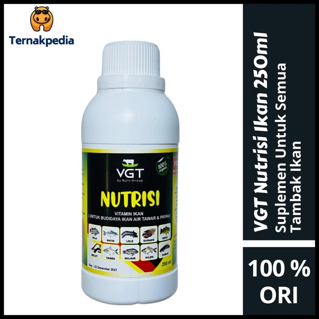 VGT NUTRISI IKAN - VGT IKAN 250 ML - SUPLEMEN UNTUK SEMUA TAMBAK IKAN
