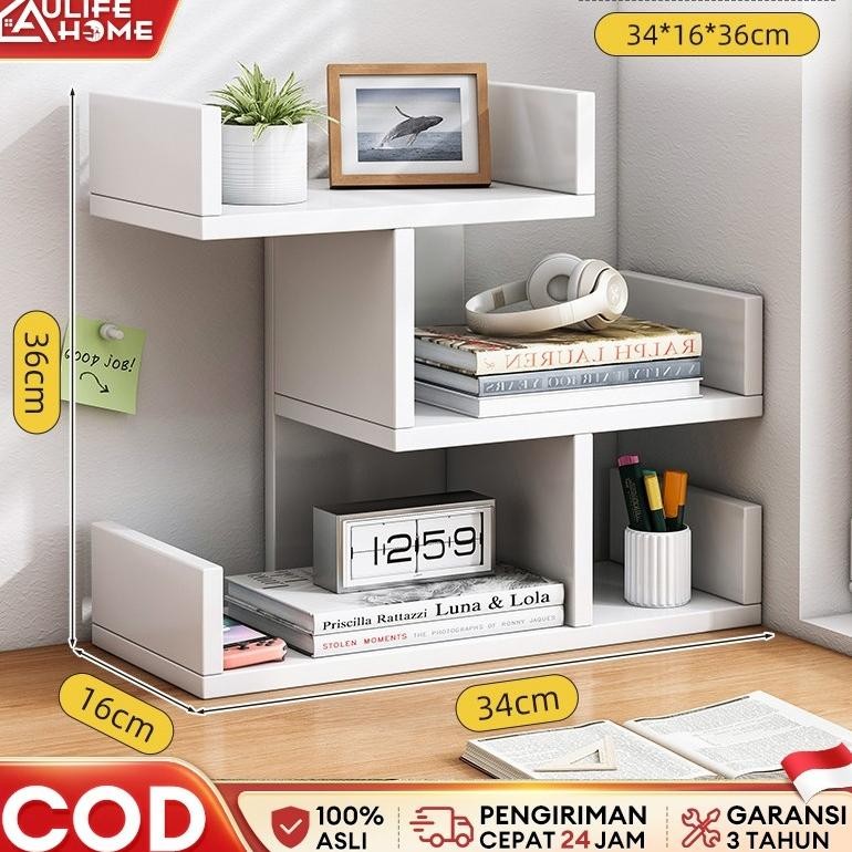 Rak Buku Kayu Meja Mini Rak Susun Serbaguna Rak Desktop Storage Rak Organizer Dengan Laci