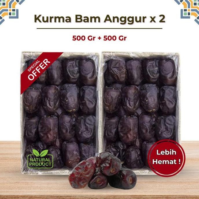 

READY [PAKET HEMAT 500 Gr x 2 ] Kurma Bam Anggur Lembut Legit Manis Bam Original