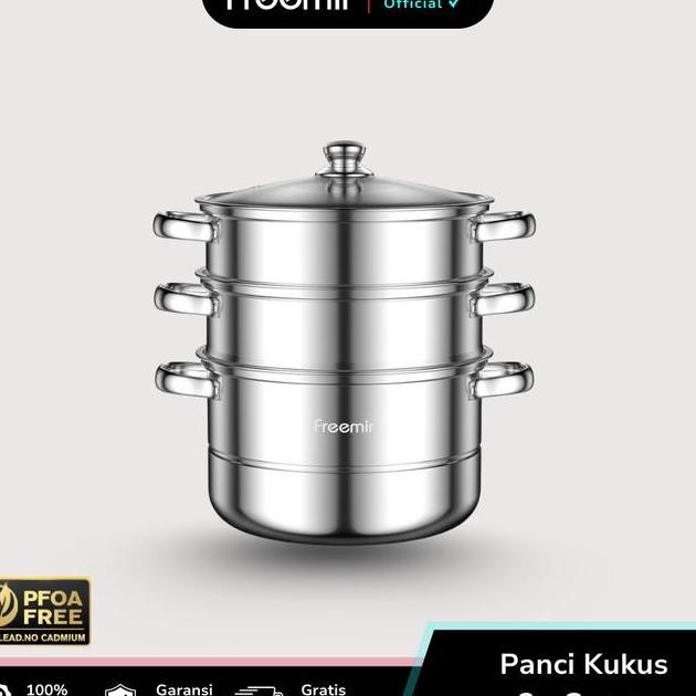 Freemir Panci Kukus Stainless Steel 3 Susun Dandang Steamer Kukusan