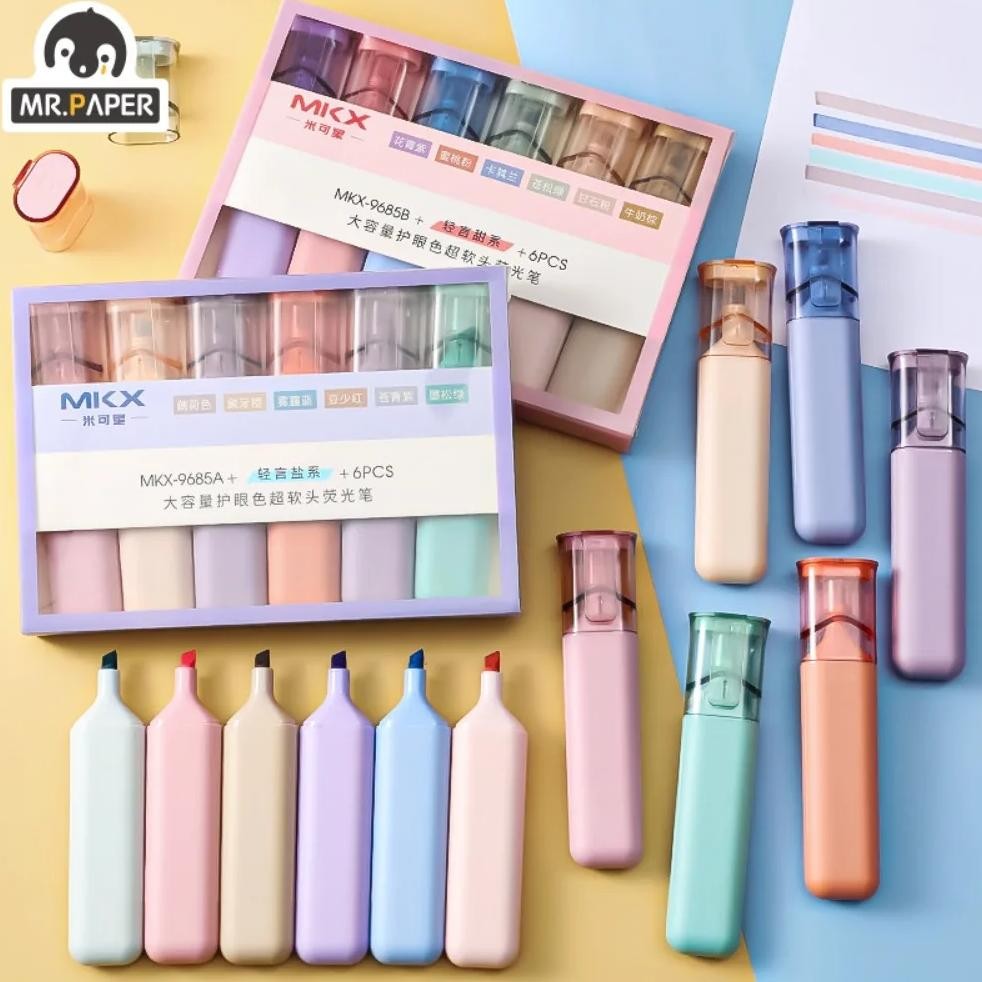 

6Pcs/Box Ins Style Light Highlighter Pen Hand Account For Student Drawing Learn Marker Color Pen School Supplies Stationery