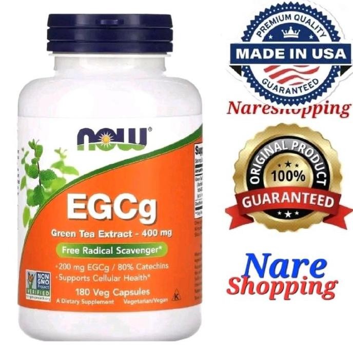 

NEW Now foods Food EGCg, Green Tea Extract, 400 mg, 180 Veg Capsules , exp dates : Jan 2029