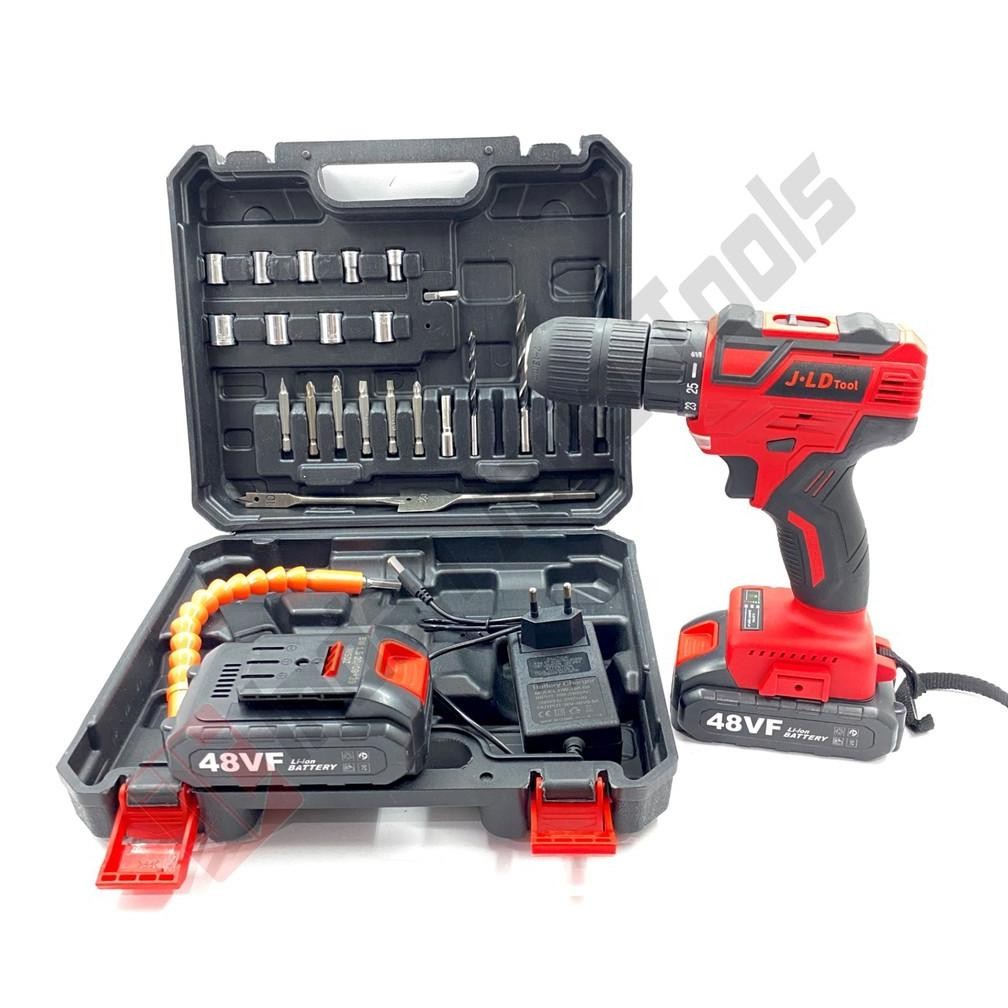 J.LD BRUSHLESS Cordless Drill 48V SET  Mesin Bor 48 V Bor Besi Baterai Aksesoris