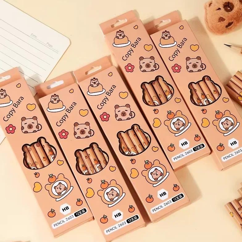 

12Pcs Kawaii Capybara Pencils Sketching Drawing Pencil With Eraser Unpointed For School Office Students Stationery Supply Pencil