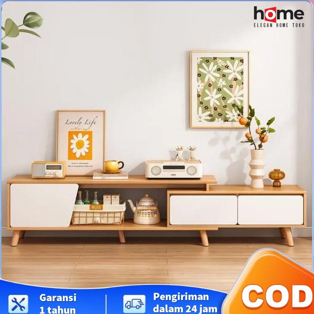 Lemari TV Nordik Modern Sederhana Apartemen Kecil Kamar Tidur Ruang Tamu Rumah Kaki Kayu Solid Lemar