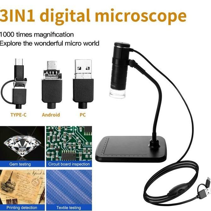 

Mikroskop Digital USB 1000X Magnification Android IOS HD Microscope Wifi Portable Kualitas Original