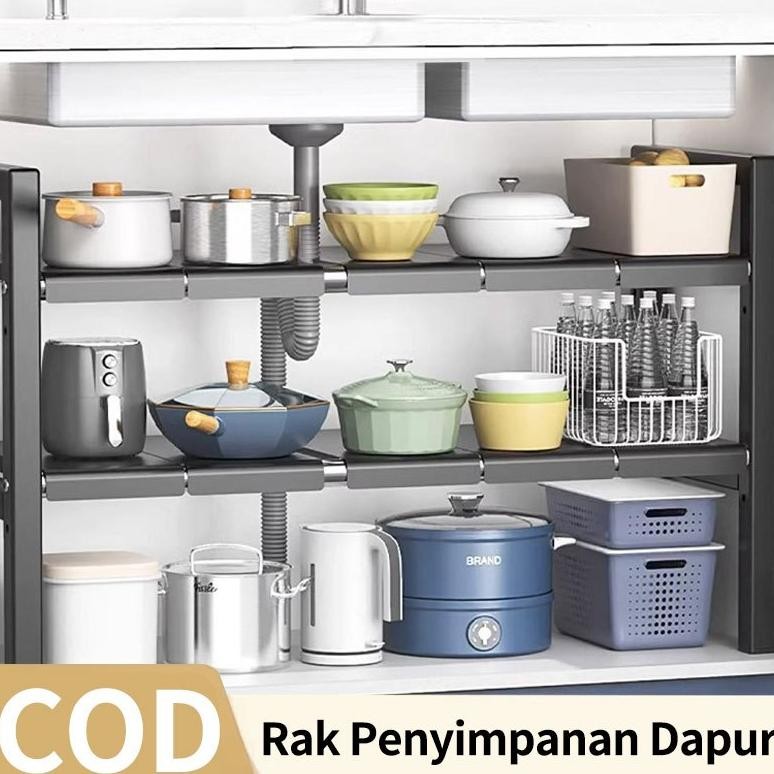 SUS 304 Rak Dapur Rak Bawah Wastafel Rak Panci Rak Kolong Dapur Rak Lemari Dapur Rak Susun Serbaguna