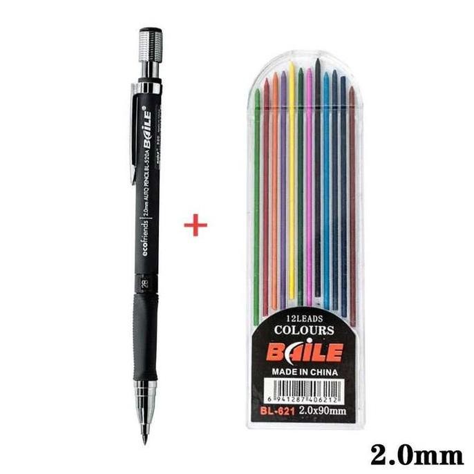 

les 2B Mechanical Pencil Pensil Mekanik 2B 2mm Isi 12 Refill