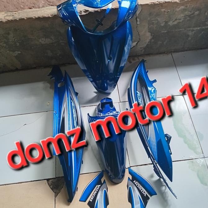 cover body full set honda spacy fi spacy karbu warna biru plus striping Kualitas Original