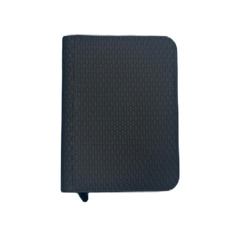 ZB 4 Pocket Woven Leather Zip Binder Album Black Kualitas Original