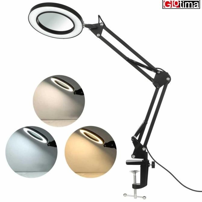 

Lampu Baca LED Klip Kaca Pembesar 8x Tri Color 12W 1200lm HP P6 Kualitas Original