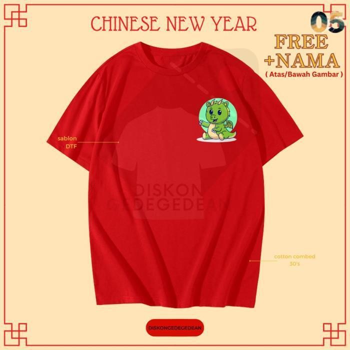 Jual Diskongedegedean Kaos Imlek Shio Naga Baju Tshirt Logo Imlek Type 7