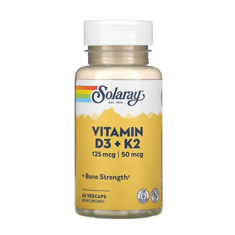 Solaray Vitamin D3 5000 Iu + K2 60 Vegetarian Capsules