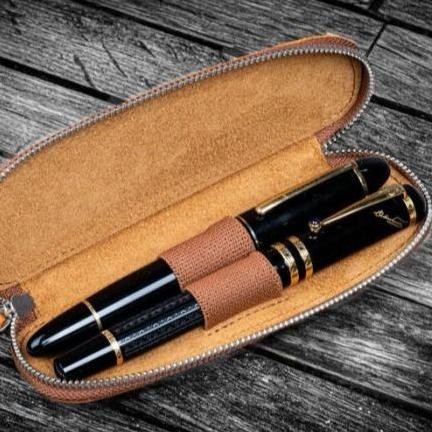 

GALEN LEATHER Leather Zippered Slim Pen Case Kualitas Original