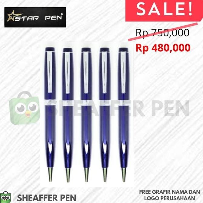 

STAR PEN Glossy Black Featuring Chrome Trim 5pcs Ballpoint Pen Kualitas Original
