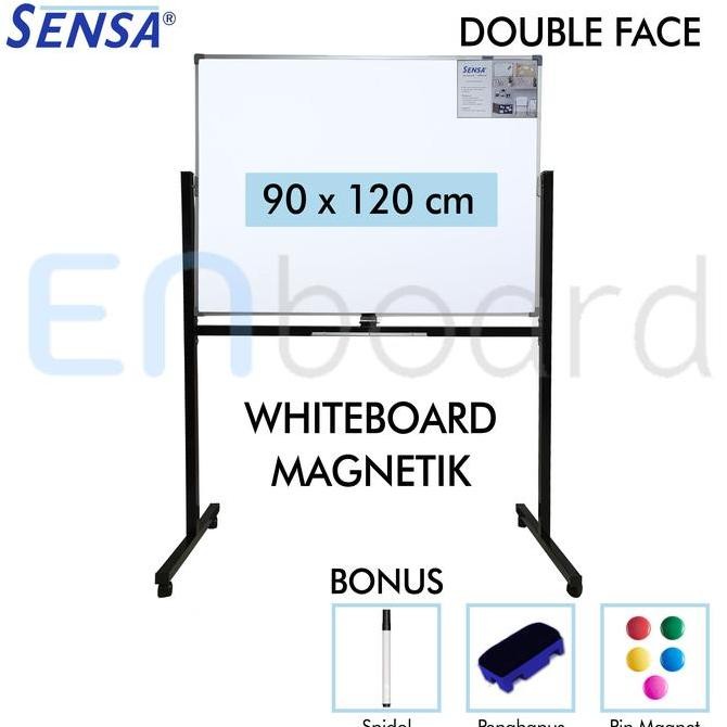 

Papan Tulis Whiteboard Standing Magnet Double Face Sensa 90 x 120 cm Kualitas Original