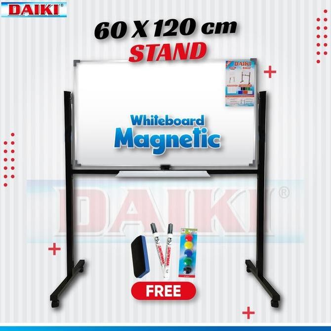 

Whiteboard / Papan Tulis Magnet DAIKI Double Face stand Uk 60x120 Cm Kualitas Original