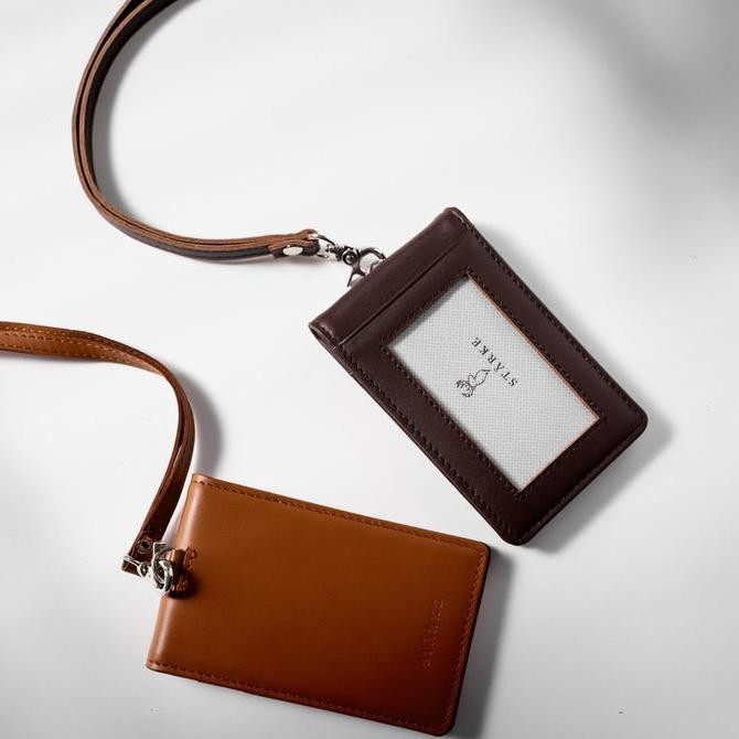 

Leather Lanyard Kancing ID Card Holder Name Tag STARKE Hustle Hog III Kualitas Original