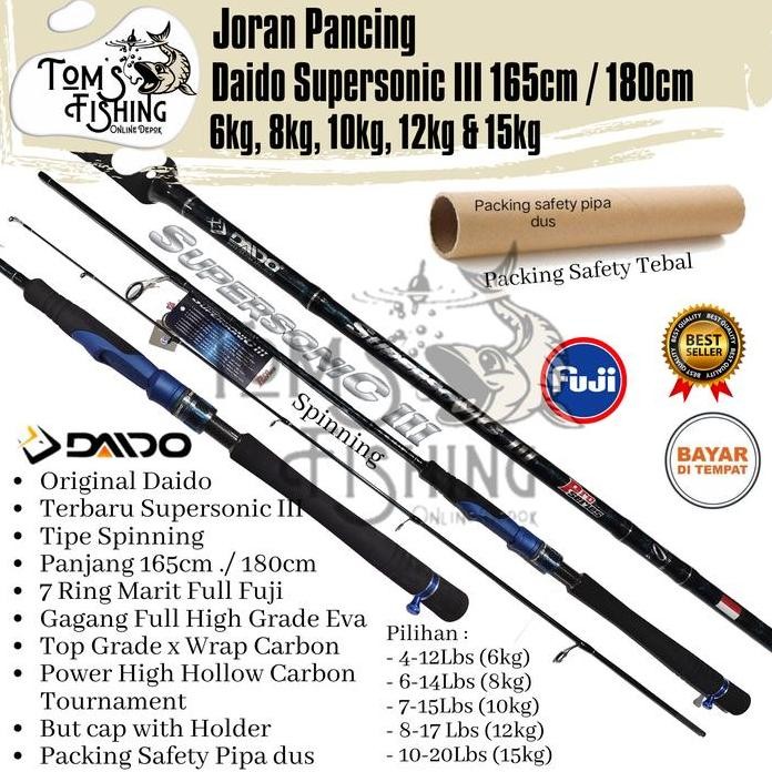 

Terlaris Joran Pancing Daido Supersonic Iii 3 150Cm/165Cm/180Cm Pro Series Fuji (6Kg- 15Kg) Murah - Toms Fishing