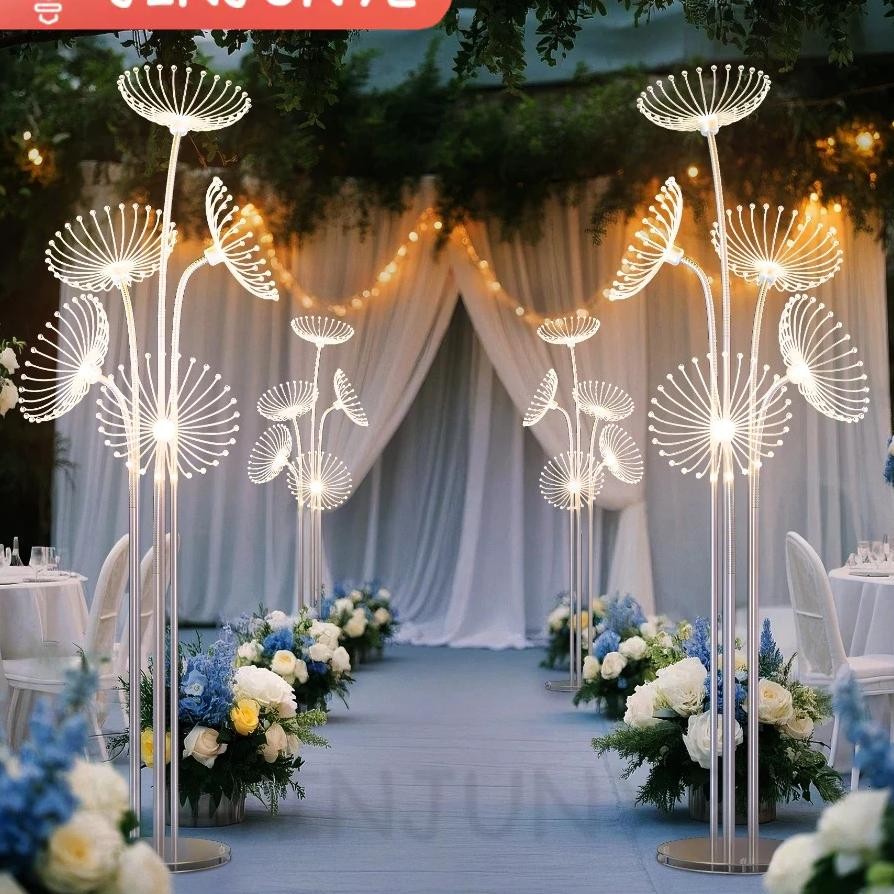 2 Set Lampu Standing Dekorasi Pelaminan Dandelion Akrilik 2 Set Lampu Pernikahan Dekorasi Pelaminan 