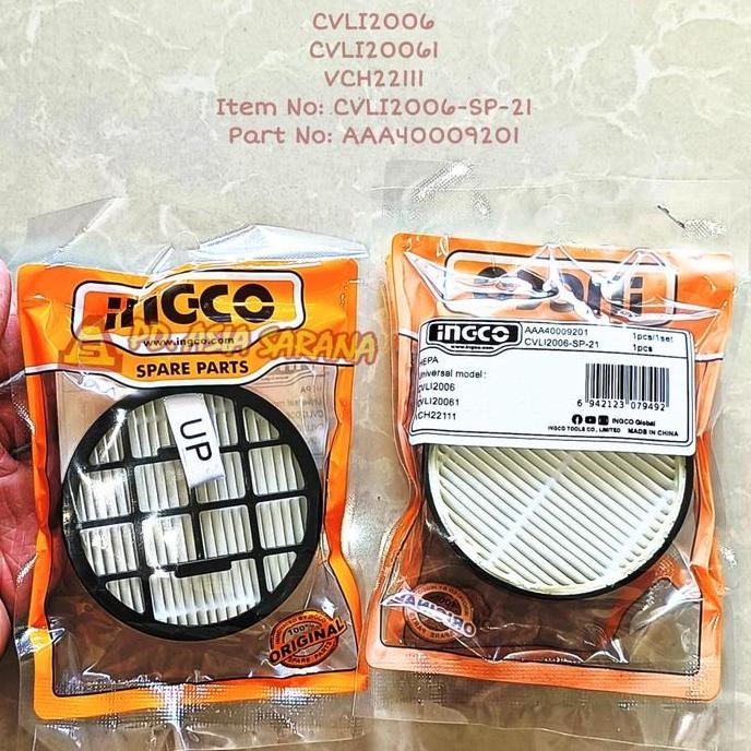 Tersedia Saringan Hepa Filter INGCO CVLI2006-SP-21 Mesin Vacuum Cleaner AAA40009201