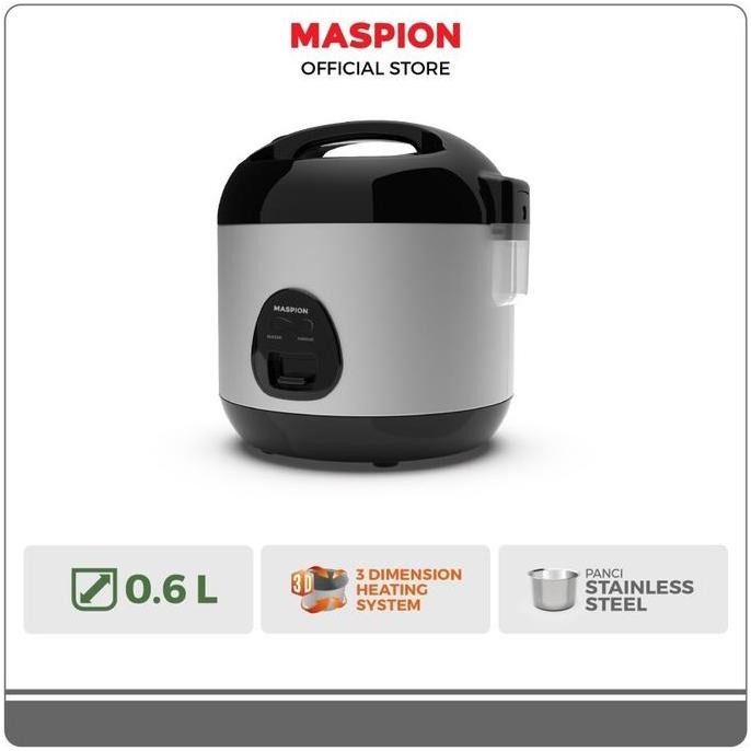 Tersedia Rice Cooker Maspion MRJ 0623 BSS Panci Stainless 0,6 Liter Magic Com Penanak Nasi Warmer St