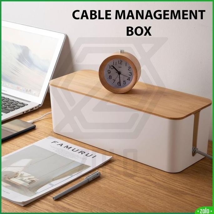 

[zolo] Wire Cable Management Box / Kotak Organizer Kabel Tutup Kayu