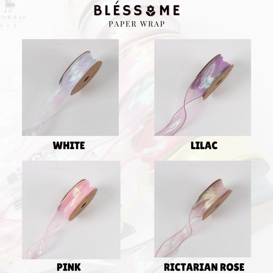 

1 Roll Ribbon Mermaid Rainbow Wave 4Cm Hologram Ribbon Glossy 40Mm 10 Yard Pita Organza Kilap Hologram Pita Organdi Gelombang Korean Flst PembungkusKertas Buket BungaHandBouquet