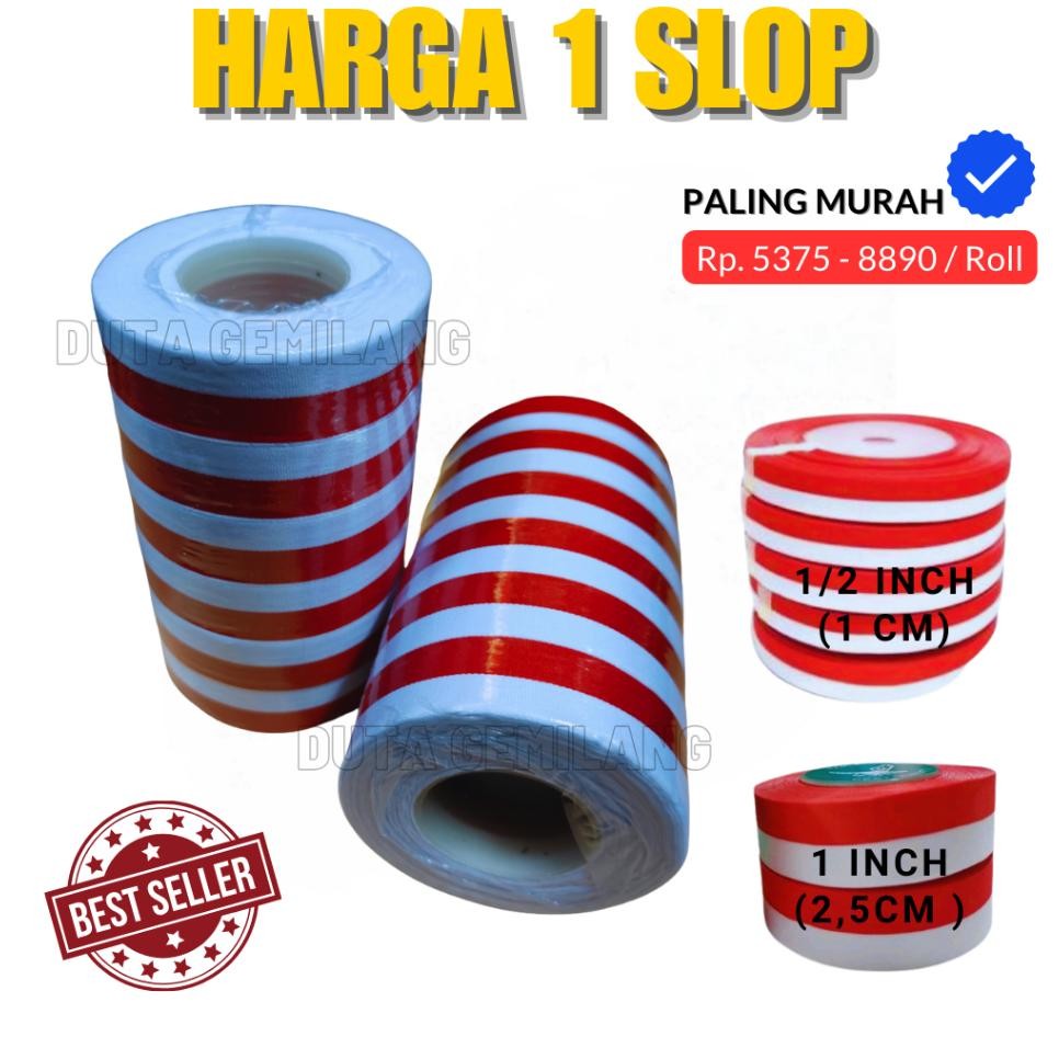 

1 Slop 510 Roll Pita Merah Putih Pita Kain Pita Satin Pita Bendera Merah Putih Duta Gemilang