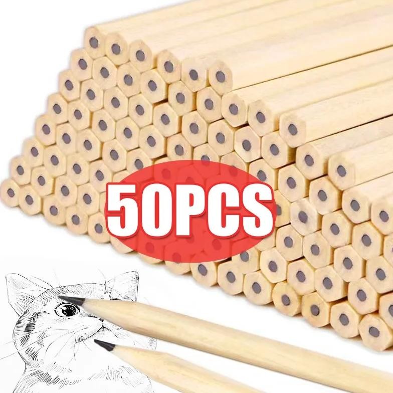 

Natural Wood Grain Pencils Hb Black Hexagonal Non-Toxic Children Pencil Drawing Writing Cute Stationery Office School Supplies