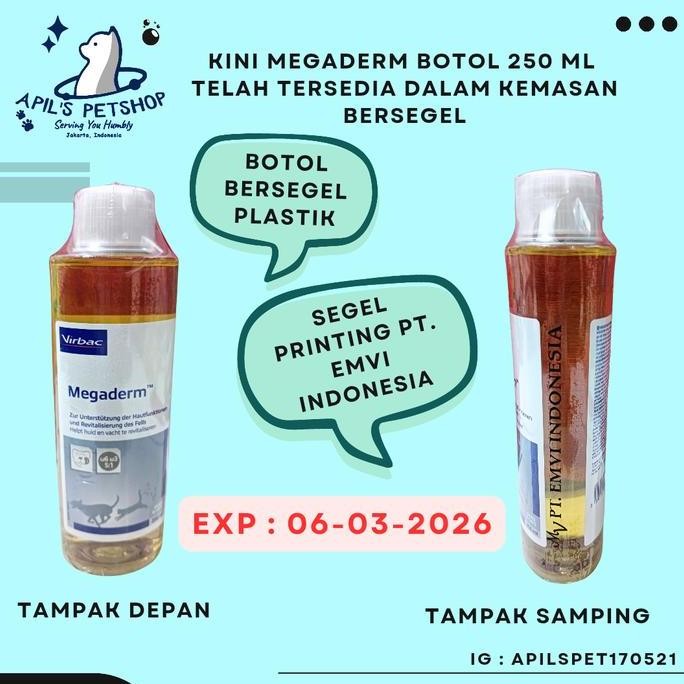 VIRBAC MEGADERM BOTOL 250 ML - VITAMIN UNTUK BULU KUCING DAN ANJING