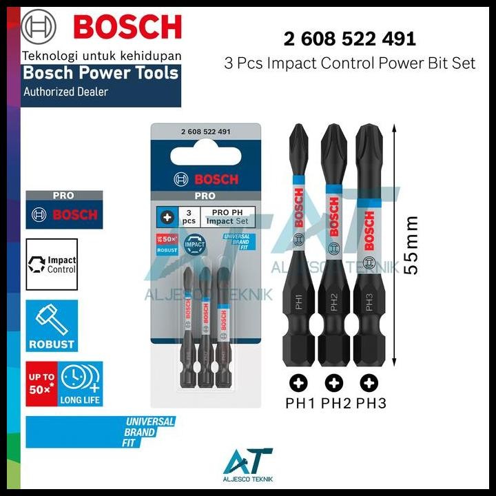 Bosch Mata Obeng Ph1 Ph2 Ph3 X 55Mm Impact Set Original Best Seller