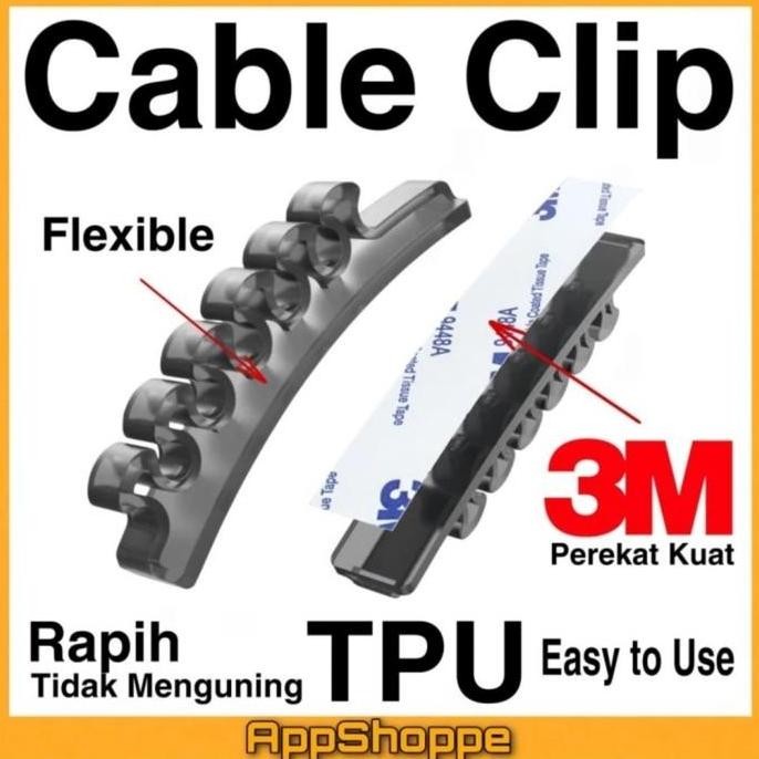 

TPU Cable Clip Organizer Management 3M Perekat Kuat PERAPIH KABEL