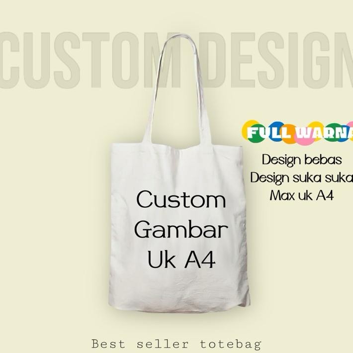 Tote Bag Kanvas Motif Custom Tote Bag Kanvas Unisex Goodiebag Souvenir