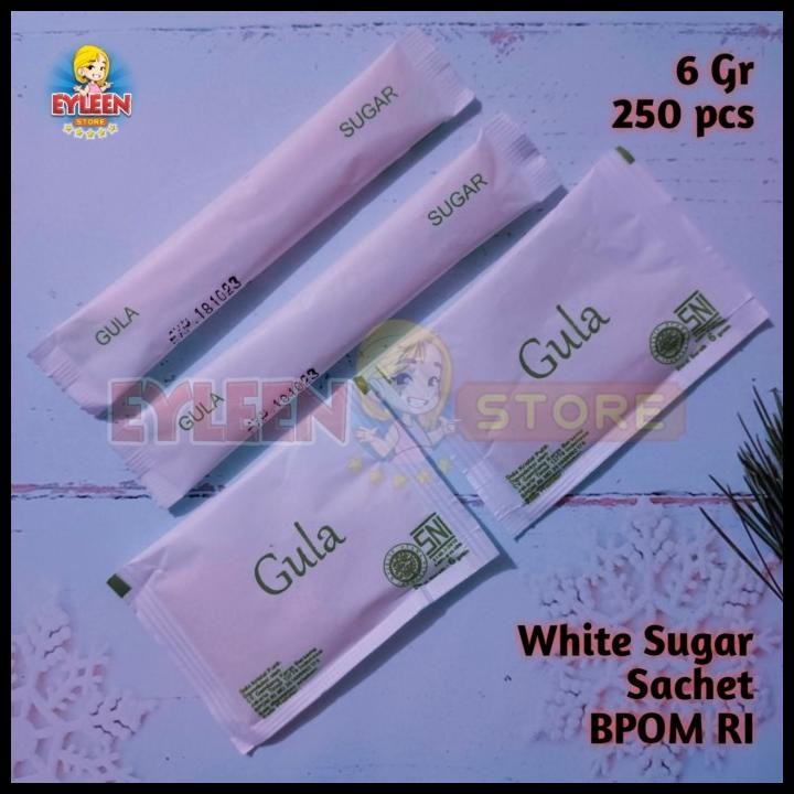 

Terlaris White Sugar Sachet / Gula Putih Sachet Isi 250 Pcs ( Kotak / Batang ) Good Quality