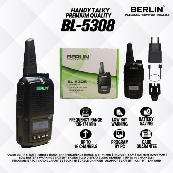 WALKIE TALKIE HT BERLIN BL 5308 SINGLE BAND VHF ASLI