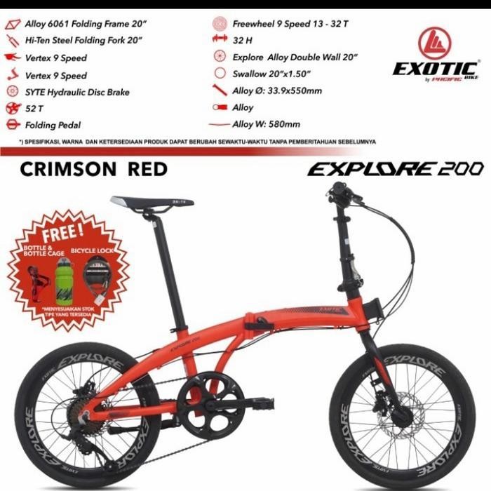 Sepeda Lipat Pacific Exotic Explore 200 Alloy Rem Hidrolik Many Bonu Original Dan Terpercaya