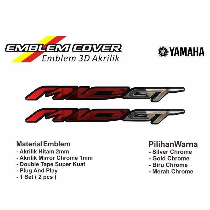 EMBLEM 3D YAMAHA MIO GT SEPASANG STIKER TIMBUL AKRILIK MIO GT EMBLEM BODY MOTOR MIOGT