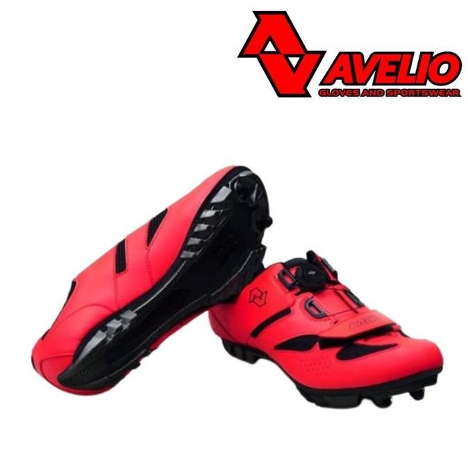 Sepatu Sepeda Mtb Avelio Cleat Merah Mountain Bike